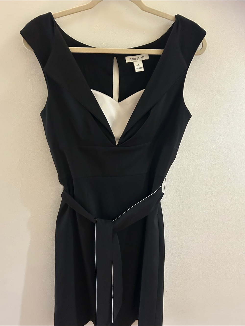 White House Black Market Black Midi Dress with White Bodice Detail